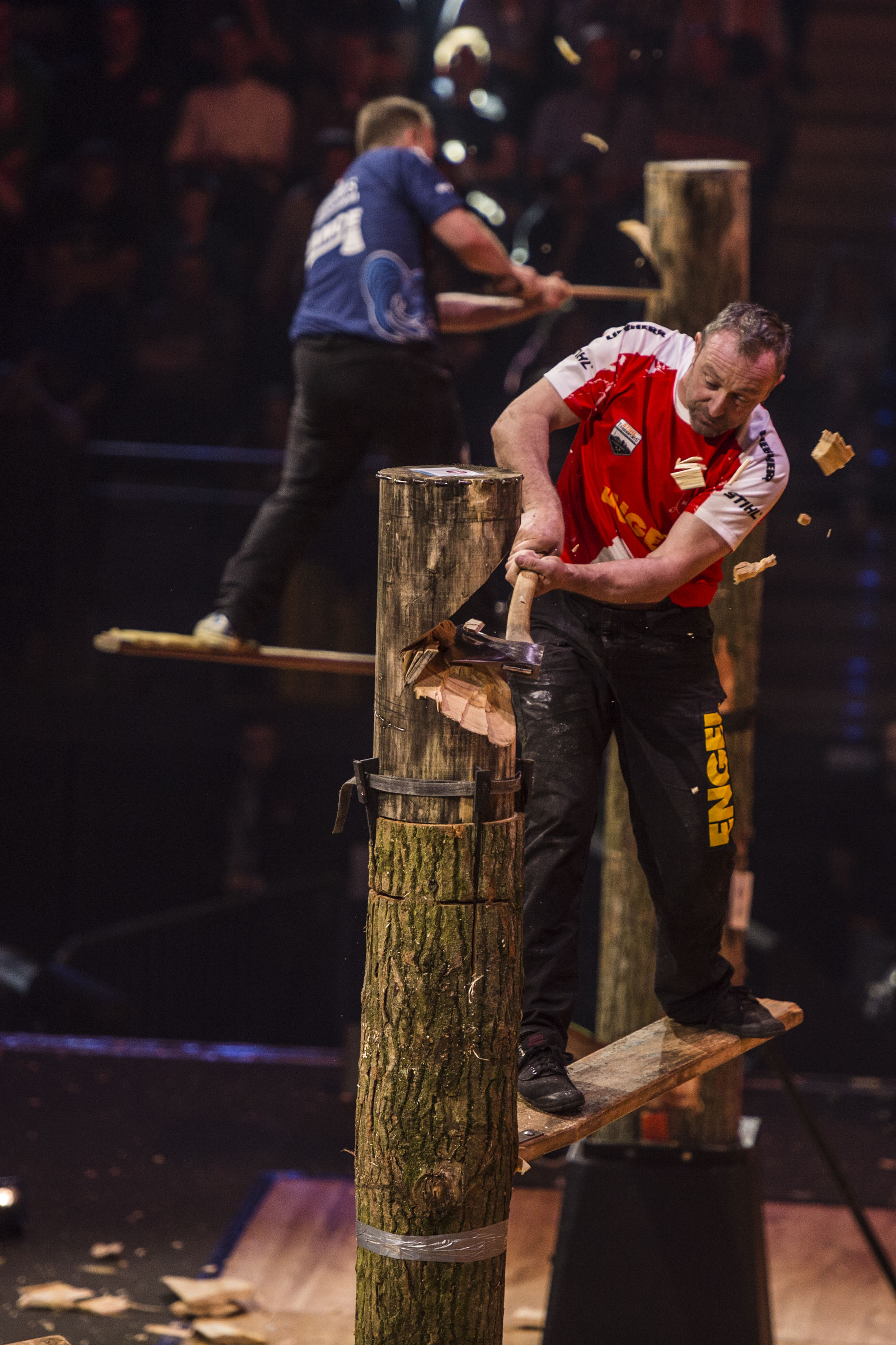 De discipline Springboard op een TIMBERSPORTS® evenement