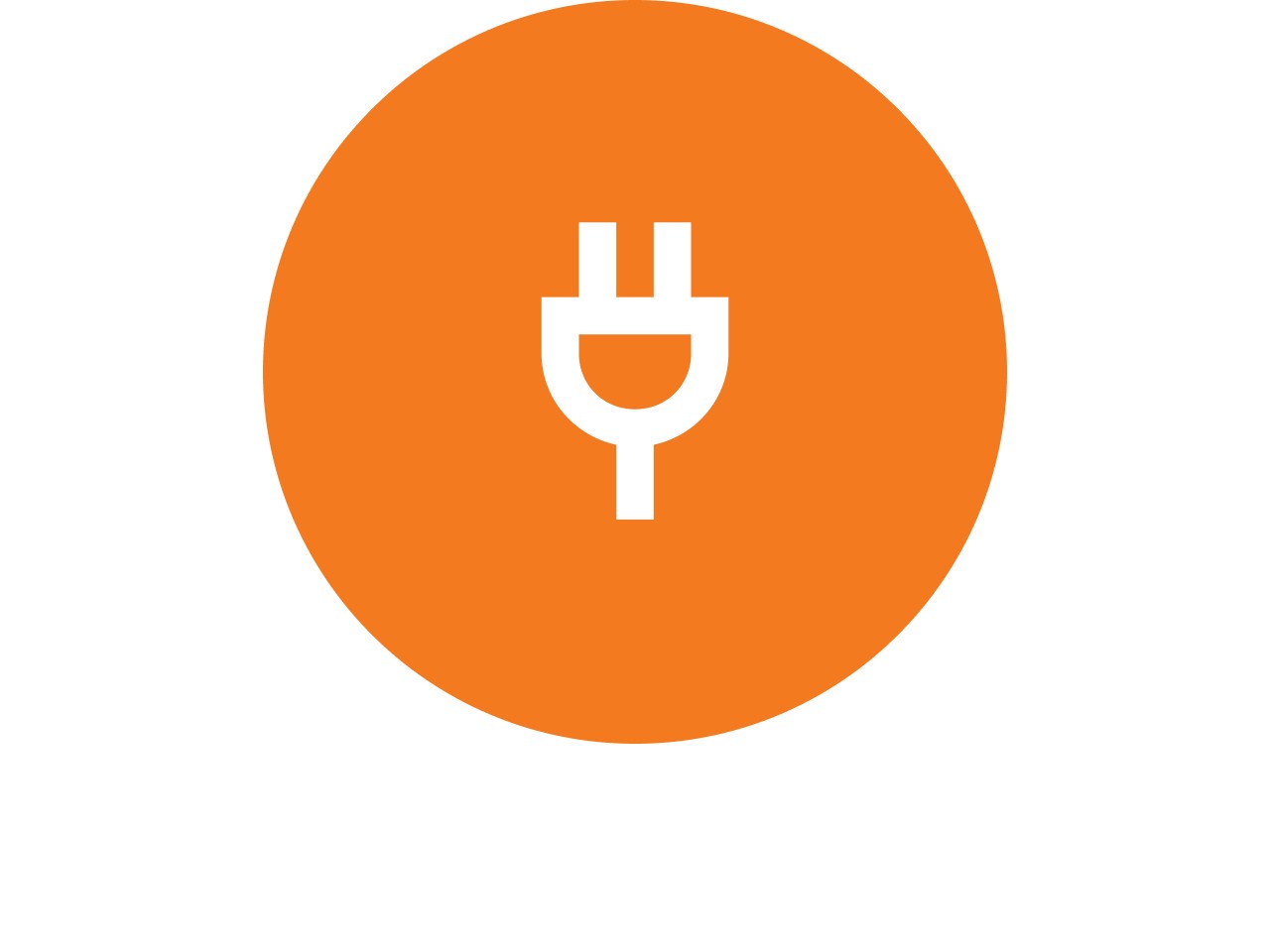 Icône d’un connecteur électrique dans un cercle orange.