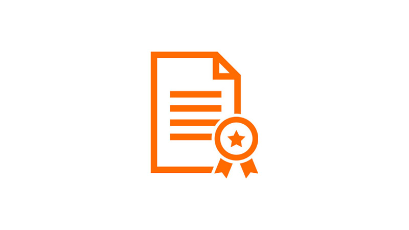 oranje pictogram voor certificaat