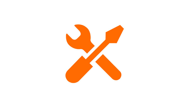 oranje pictogram voor reparatie en onderhoud