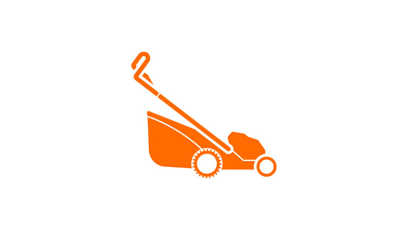 oranje icoon grasmaaier