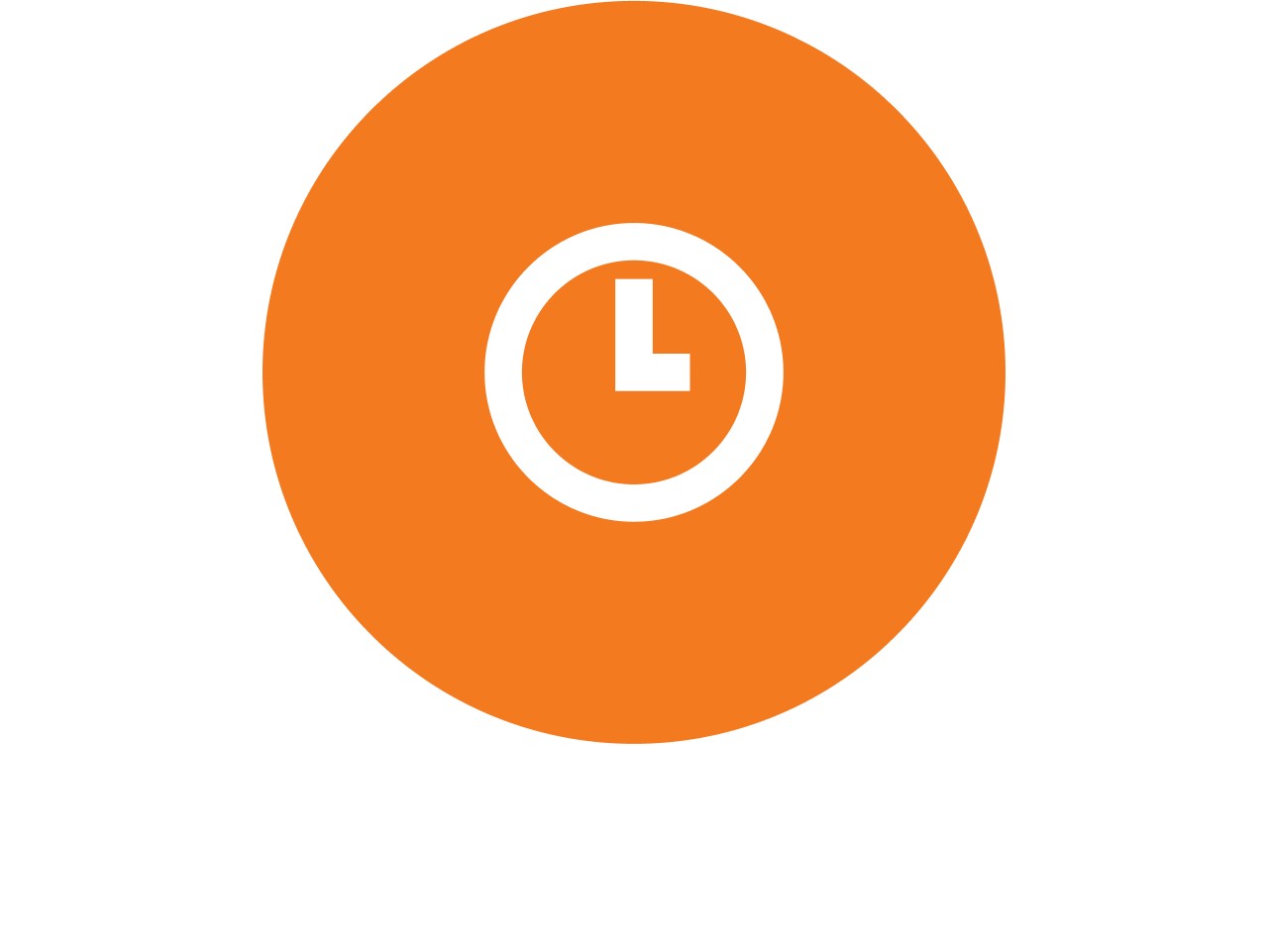 Pictogram van een klok in een oranje cirkel